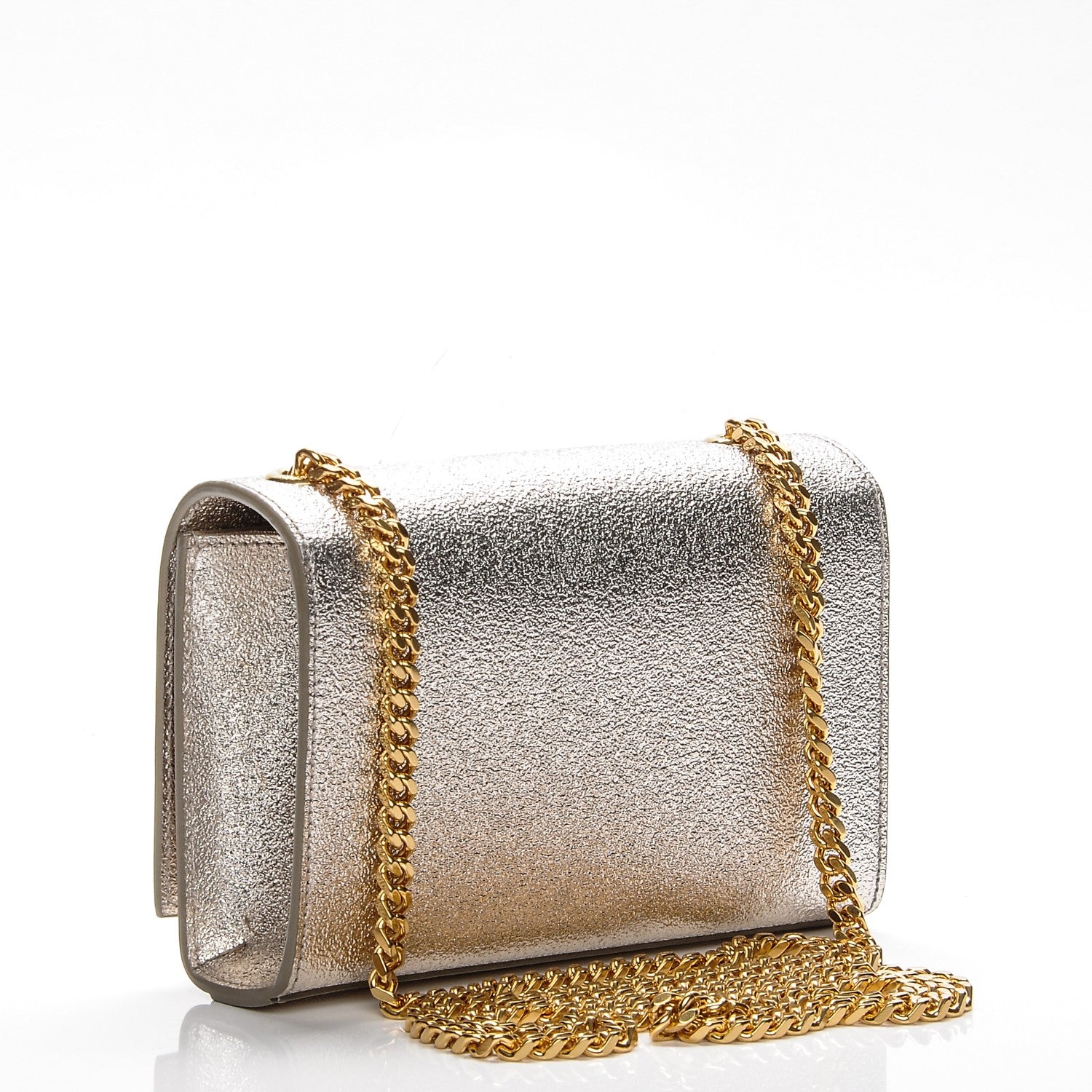 Saint Laurent Metallic Calfskin Small Classic Monogram Kate Satchel Pale Gold 3 of 6