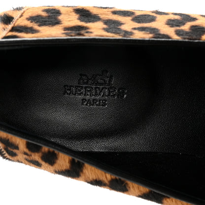 Hermes Moire Calfskin Leopard Print Womens Paris Loafers 40 Gold Black 8 of 10