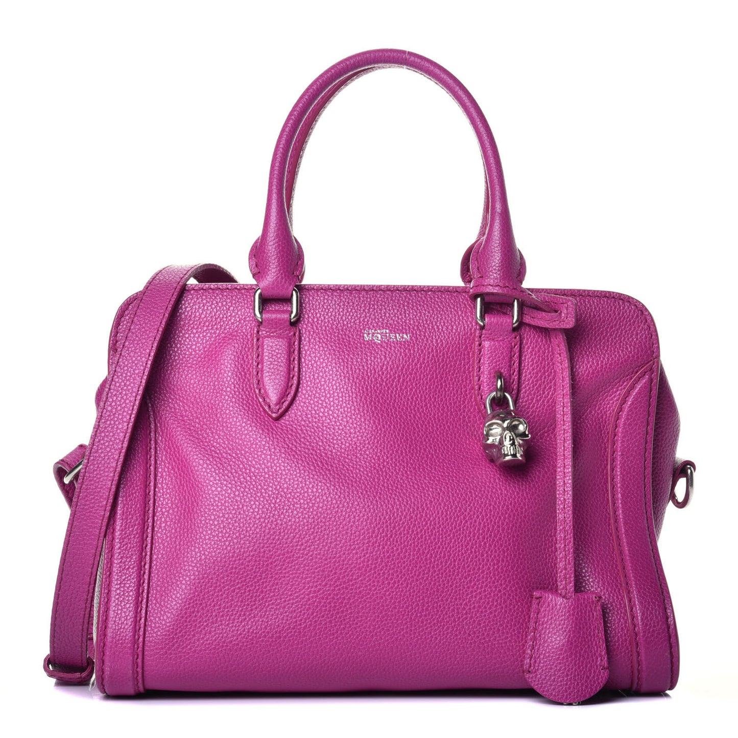 Pebbled Calfskin Skull Padlock Zip Around Tote Bouganville