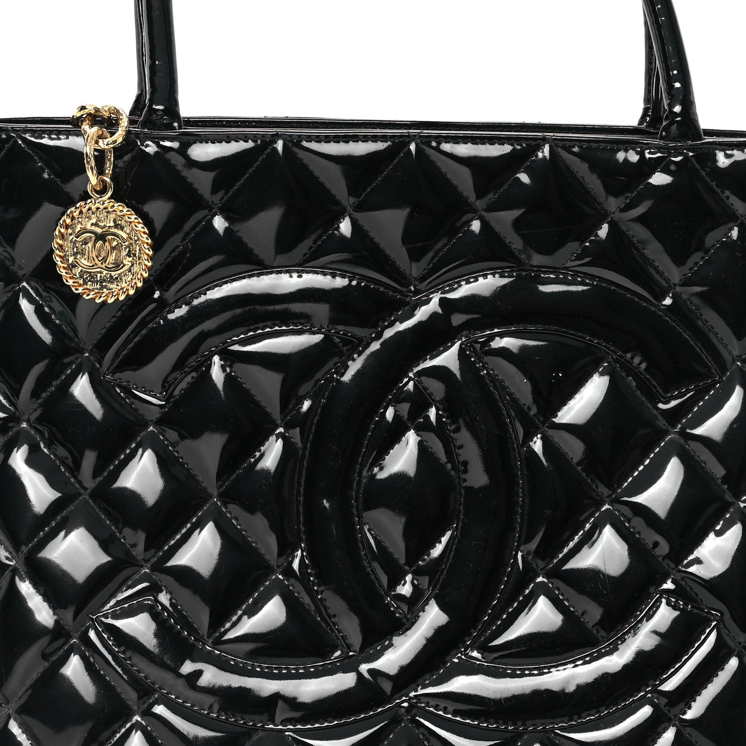 Chanel Patent Medallion Tote Black 8 of 12