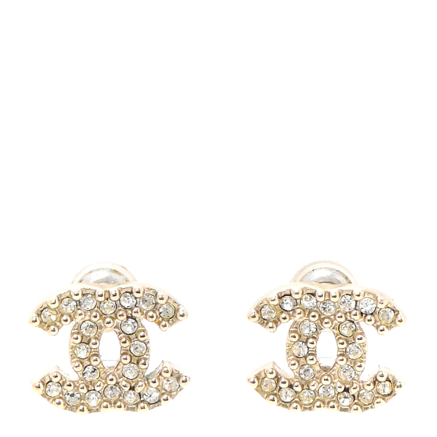 Chanel Crystal CC Earrings Gold 1 of 4
