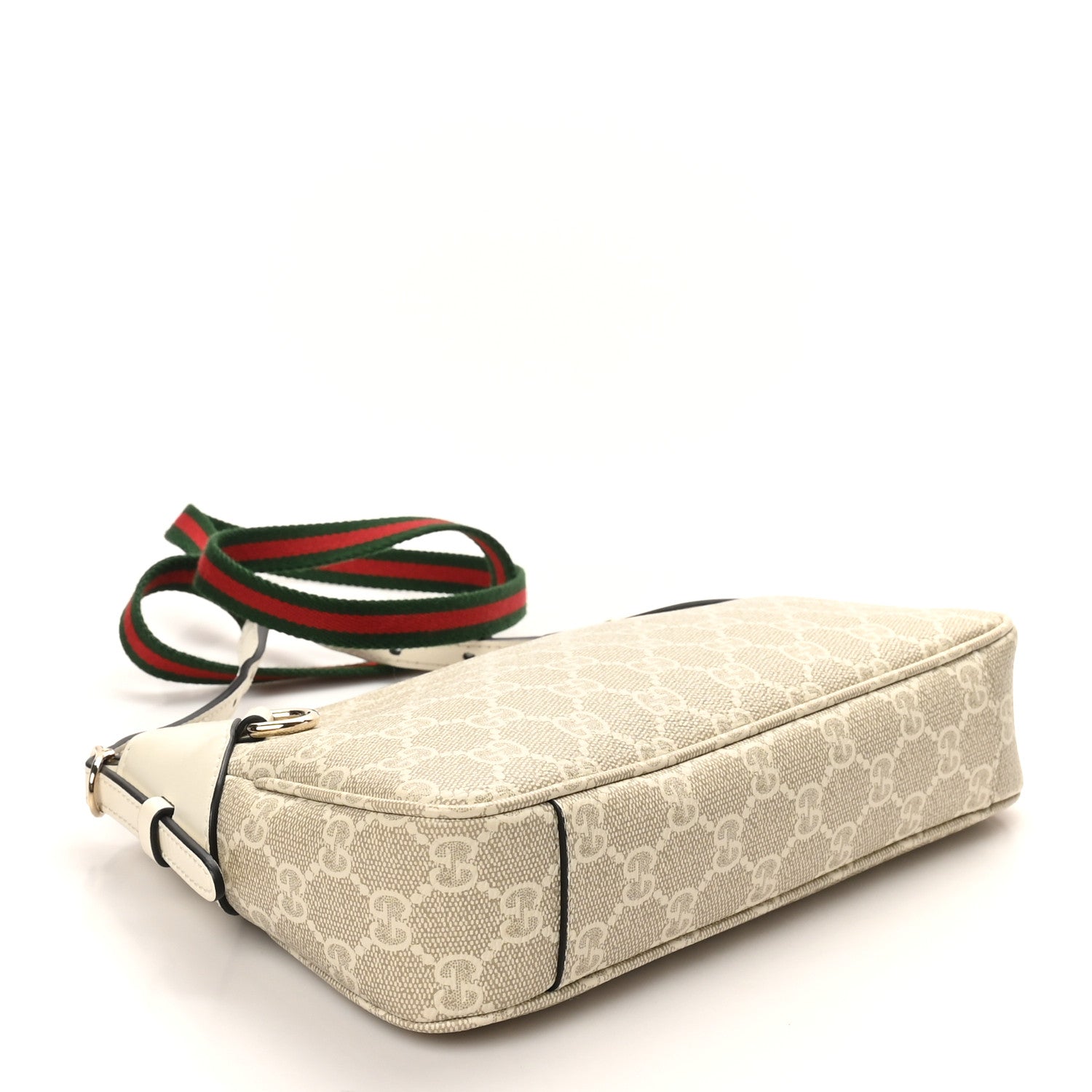 Gucci GG Supreme Monogram Textured Calfskin Small Emblem Shoulder Bag Beige Mystic White 4 of 10