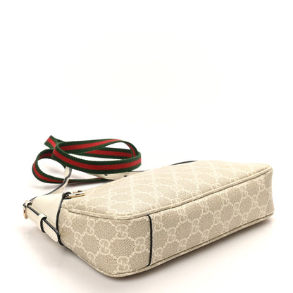 Gucci GG Supreme Monogram Textured Calfskin Small Emblem Shoulder Bag Beige Mystic White 4 of 10