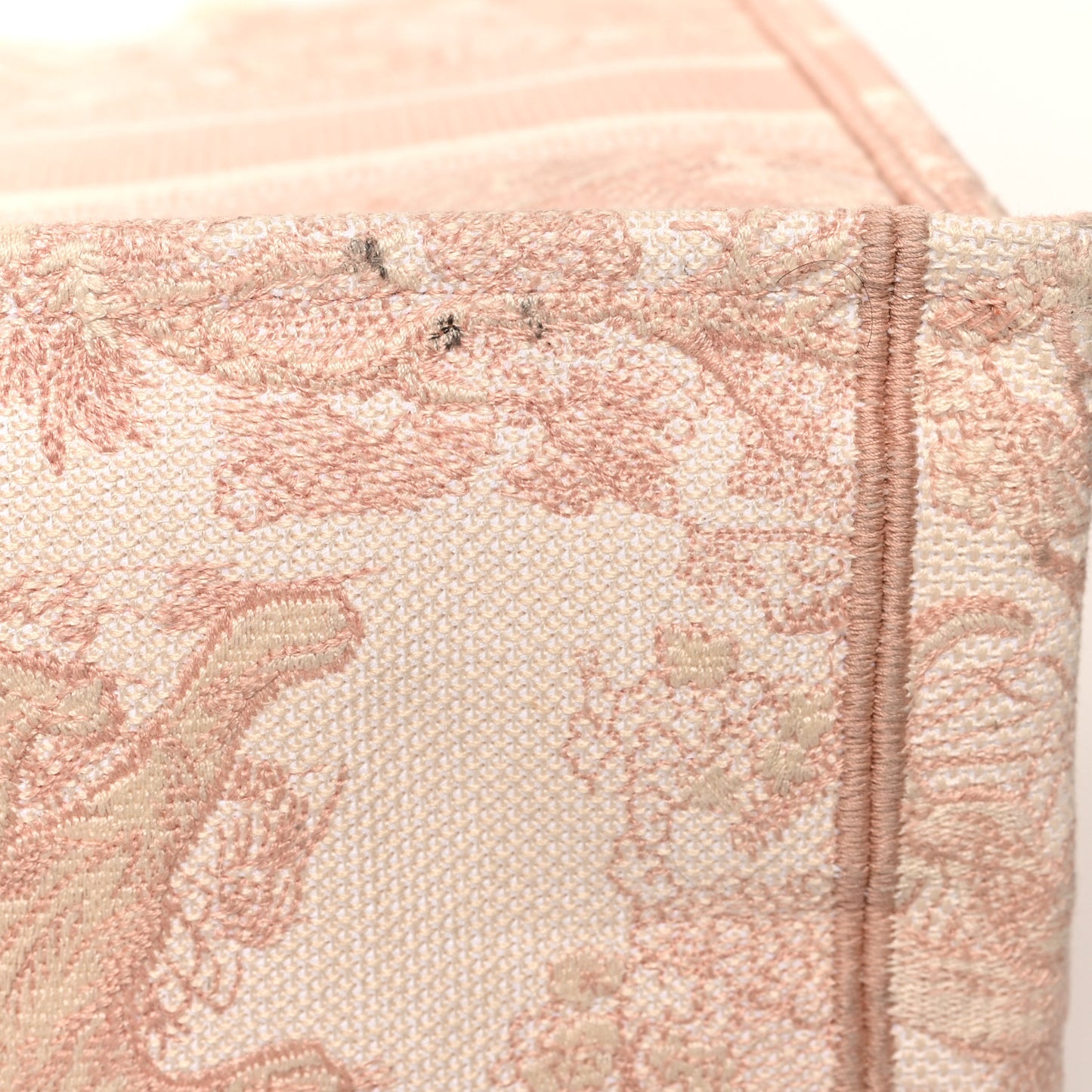 Canvas Toile De Jouy Embroidered Medium Book Tote Pink