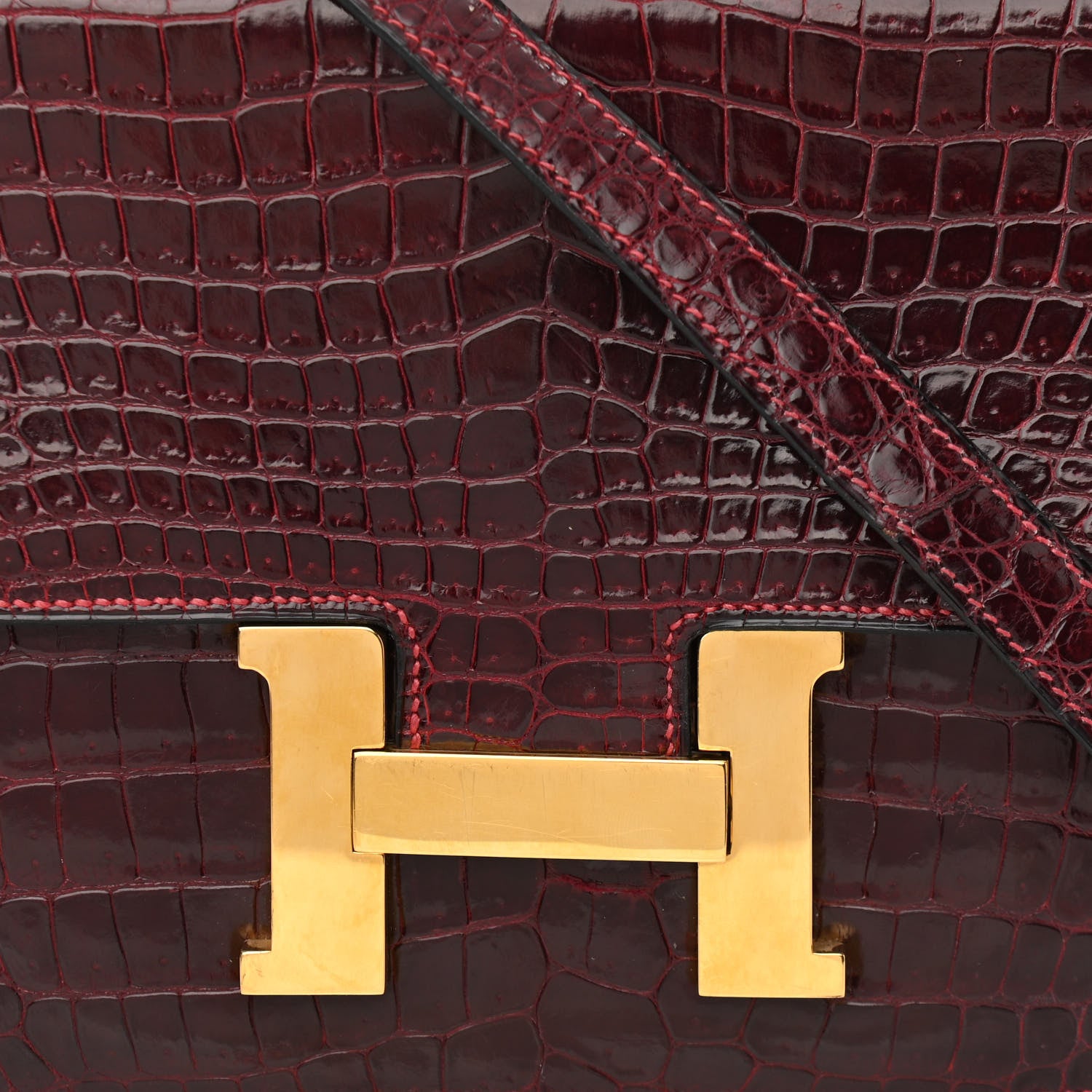 Hermes Shiny Porosus Crocodile Constance 23 Rouge H 8 of 17