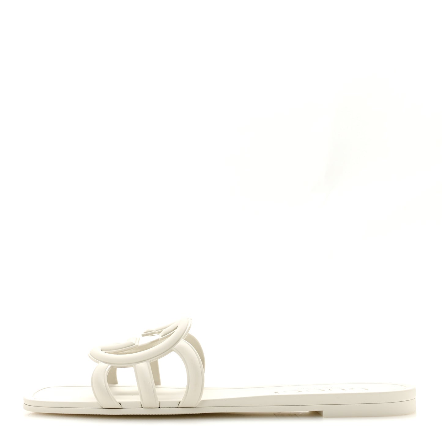 Rubber Interlocking G Womens Slide Sandals 39 Mystic White