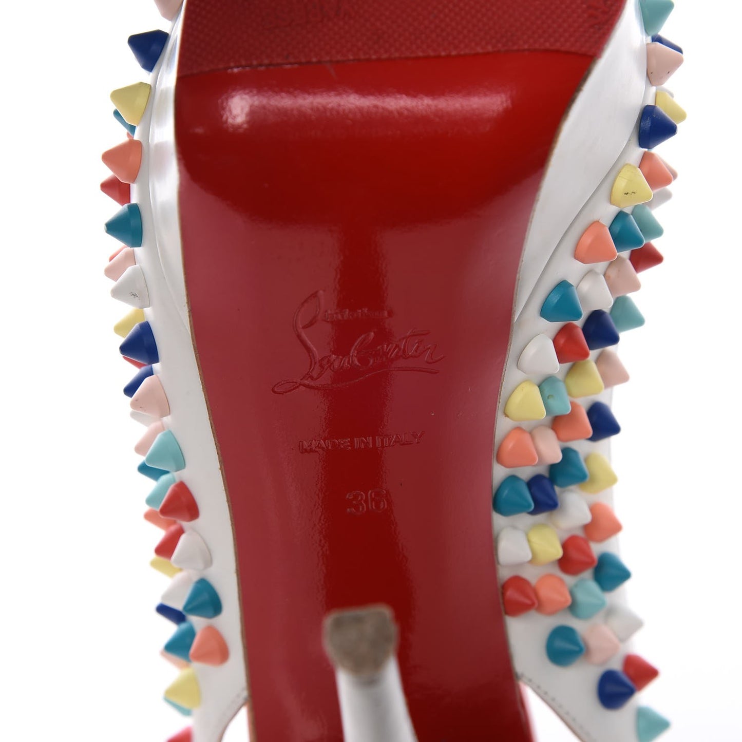 Matte Calf Lady Peep Spikes 150 Pumps 36 White Multi