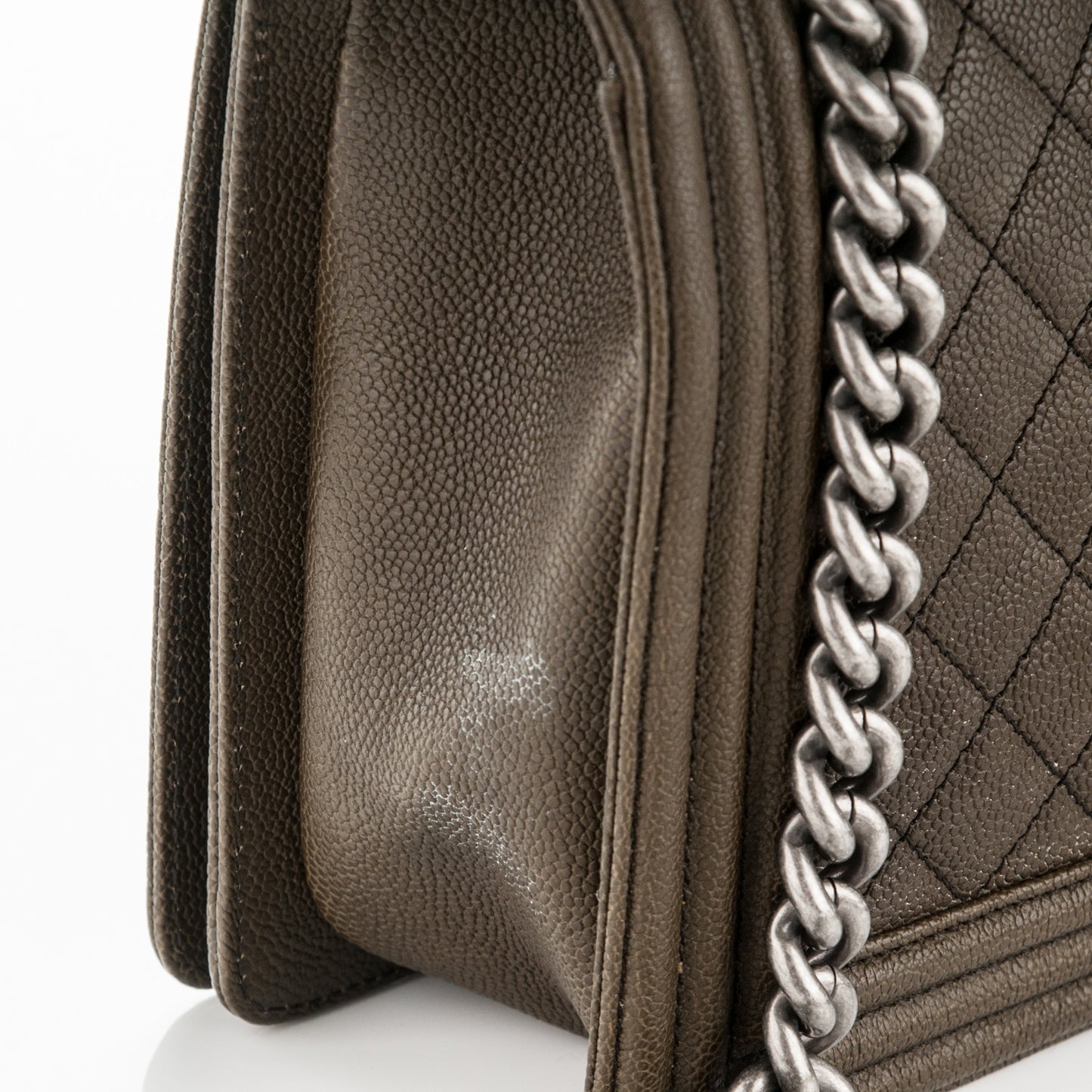 Caviar Quilted New Medium Boy Flap Khaki