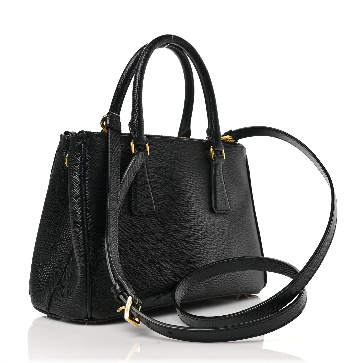 Saffiano Small Galleria Double Zip Tote Black
