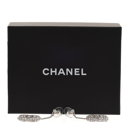 Chanel Baguette Crystal CC Drop Earrings Silver 5 of 5
