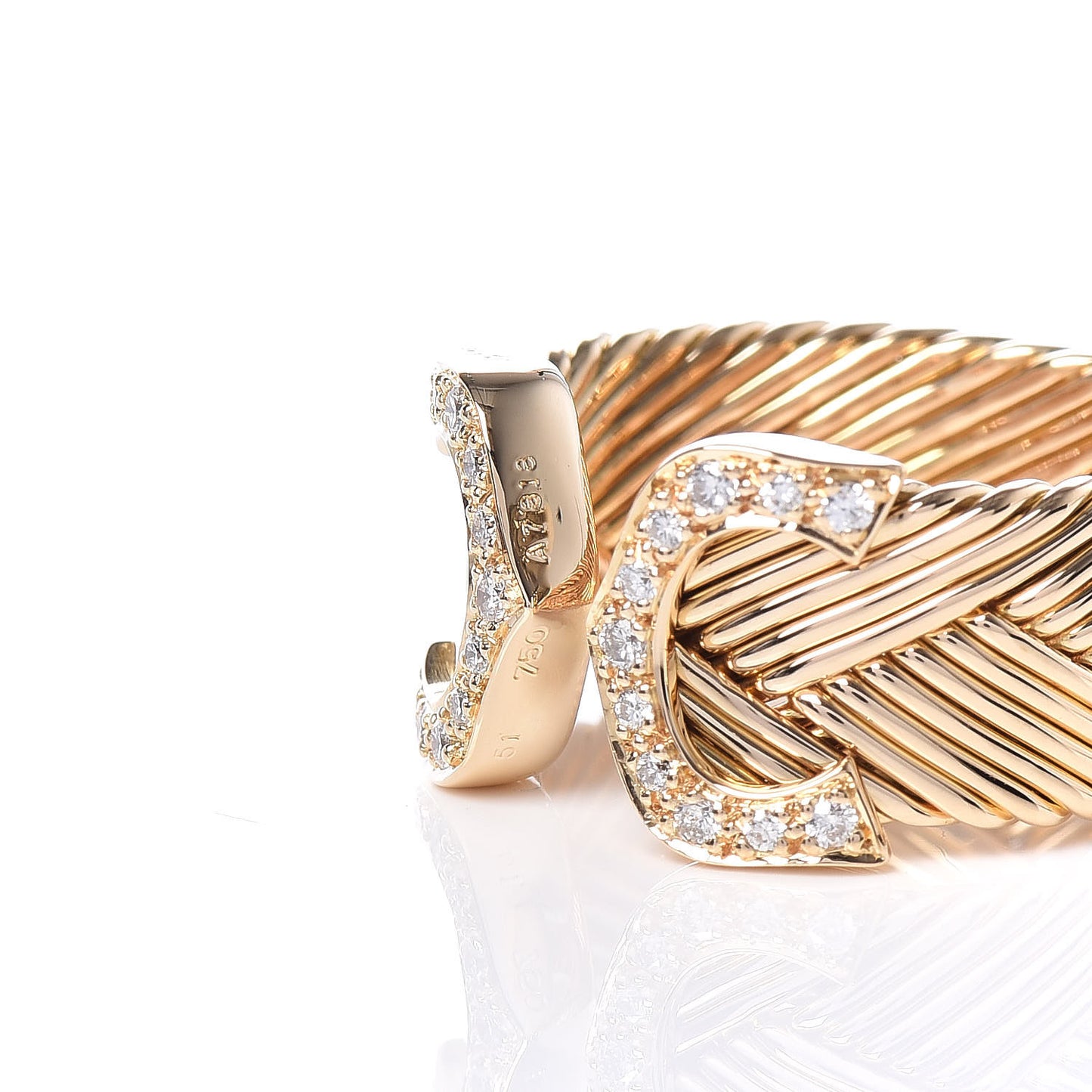 18K Yellow Gold Diamond C De Ring 51 5.75