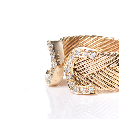 Cartier 18K Yellow Gold Diamond C De Ring 51 5.75 6 of 6