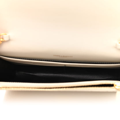Saint Laurent Calfskin Crocodile Embossed Kate Monogram Tassel Chain Wallet Vintage White 4 of 14