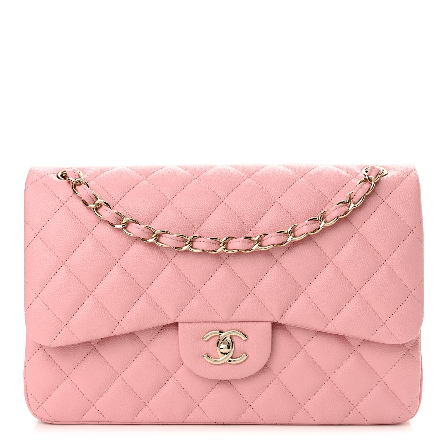 Caviar Quilted Jumbo Double Flap Pink