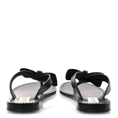 Chanel Lambskin Grosgrain Bow Pearl Thong Sandals 39 Black 11 of 24