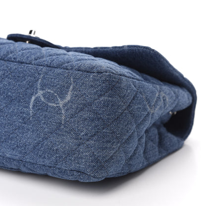 Chanel Denim Quilted CC Print Jumbo Single Flap Blue 7 of 11