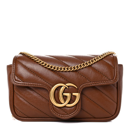Gucci Azalea Calfskin Matelasse Diagonal Super Mini GG Marmont Shoulder Bag Cuir 1 of 9
