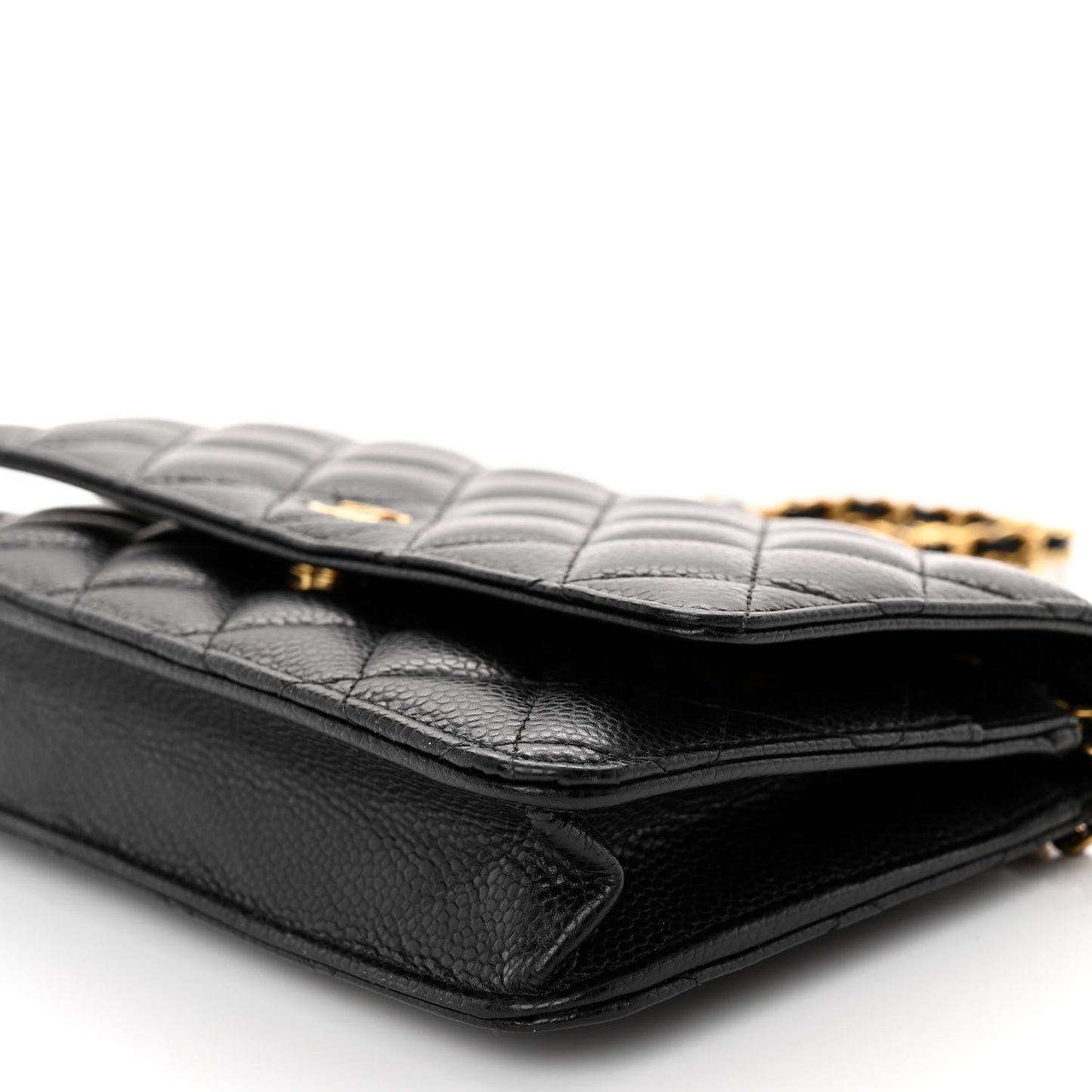 Caviar Quilted Wallet on Chain WOC Black