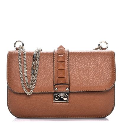 Valentino Garavani Pebbled Calfskin Medium Glam Lock Rockstud Flap Light Skin 1 of 10