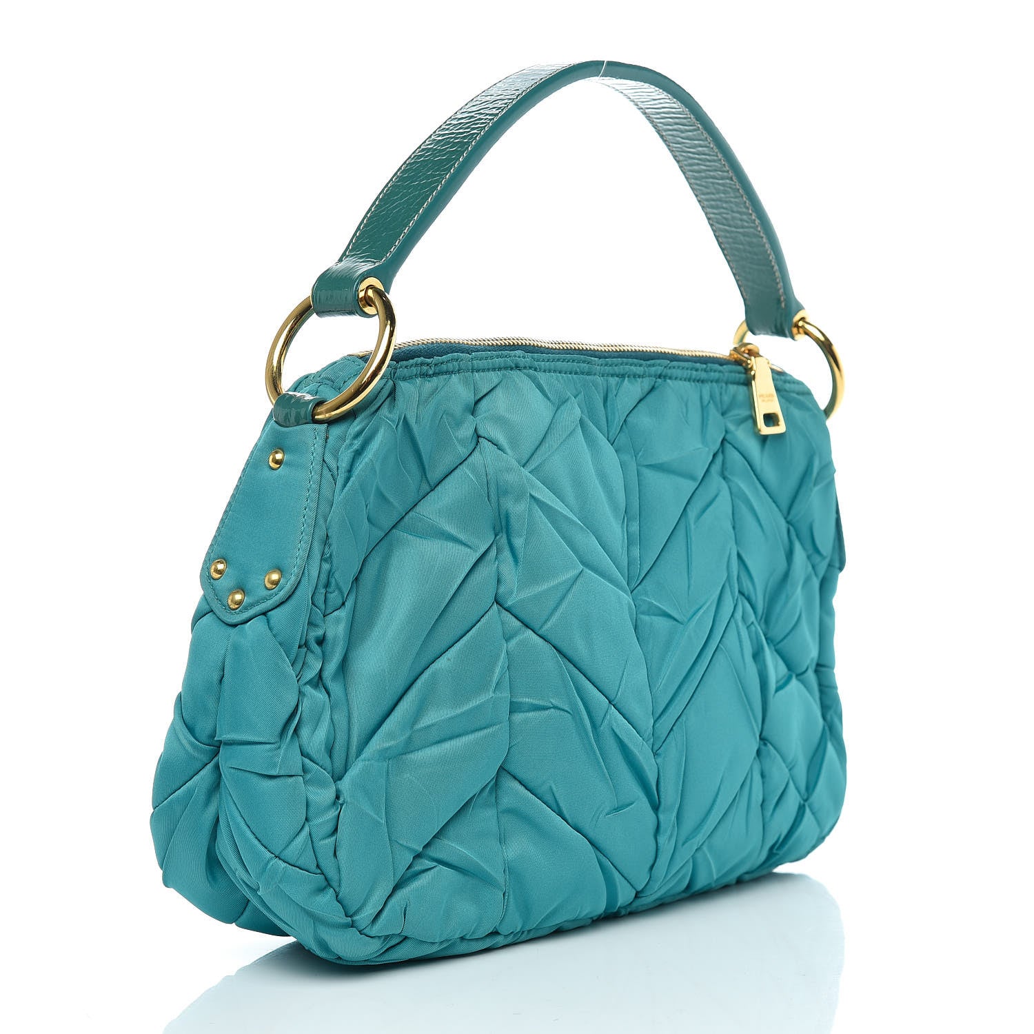 Prada Tessuto Nylon Chevron Quilted Shoulder Bag Turchese 3 of 10
