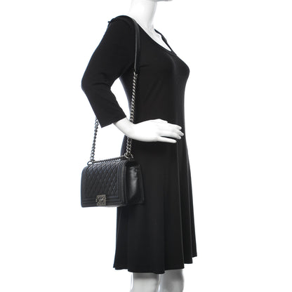 Chanel Lambskin Quilted Medium Boy Flap Black 2 of 10