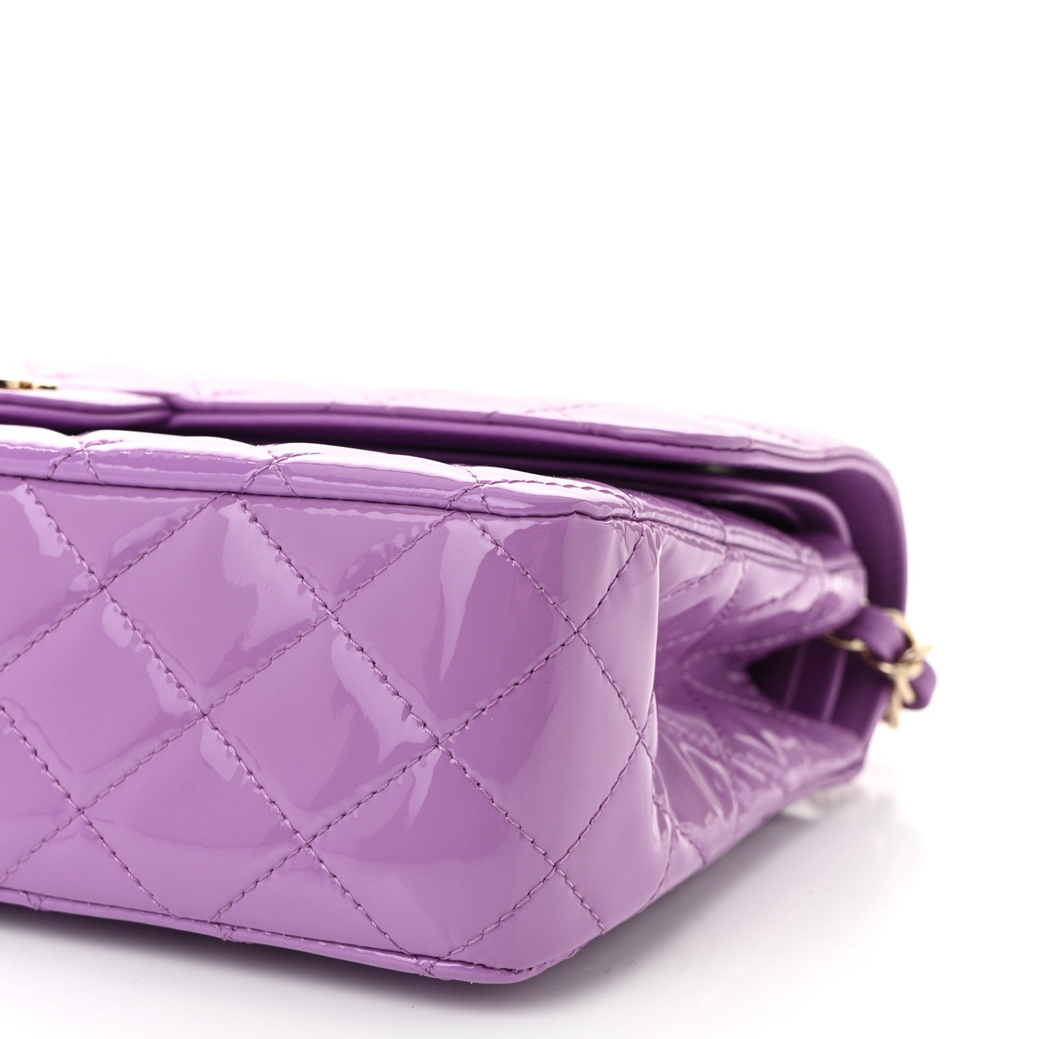Chanel Patent Calfskin Quilted Medium Double Flap Purple 10 of 11