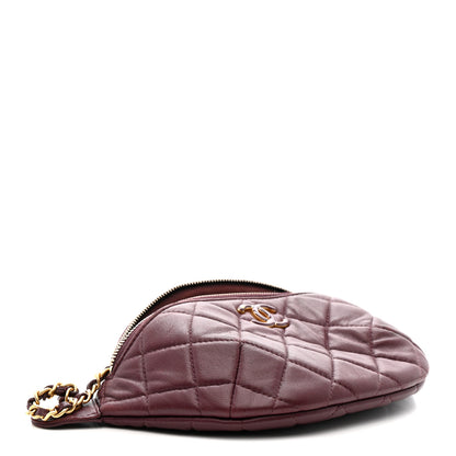 Chanel Shiny Lambskin Enamel Quilted CC Slide Waist Bag Fanny Pack  Burgundy 4 of 11