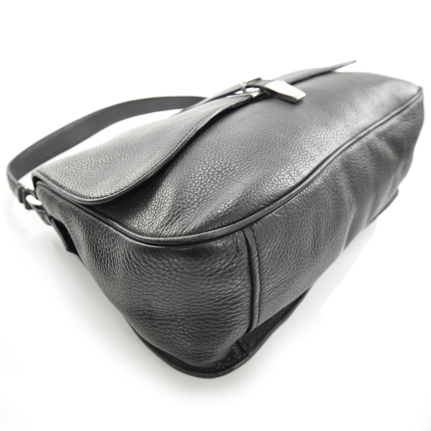 Leather Large Shoulder Bag Nero Black