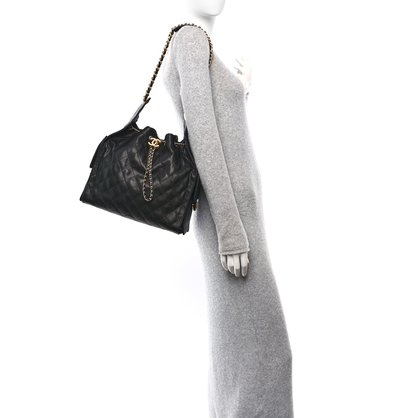 Caviar Quilted Medium Chanel 25 Handbag Black