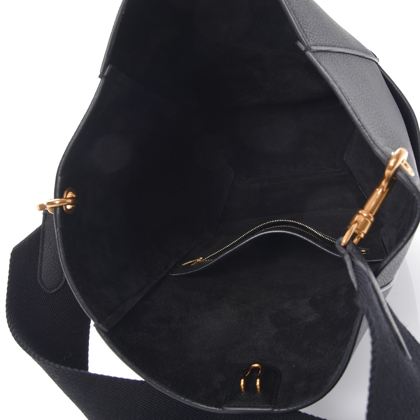 Soft Grained Calfskin Sangle Bucket Bag Black