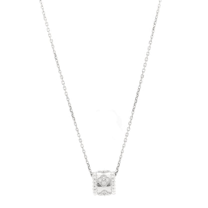 Van Cleef & Arpels 18K White Gold Diamond Small Perlee Clovers Pendant Necklace 1 of 5