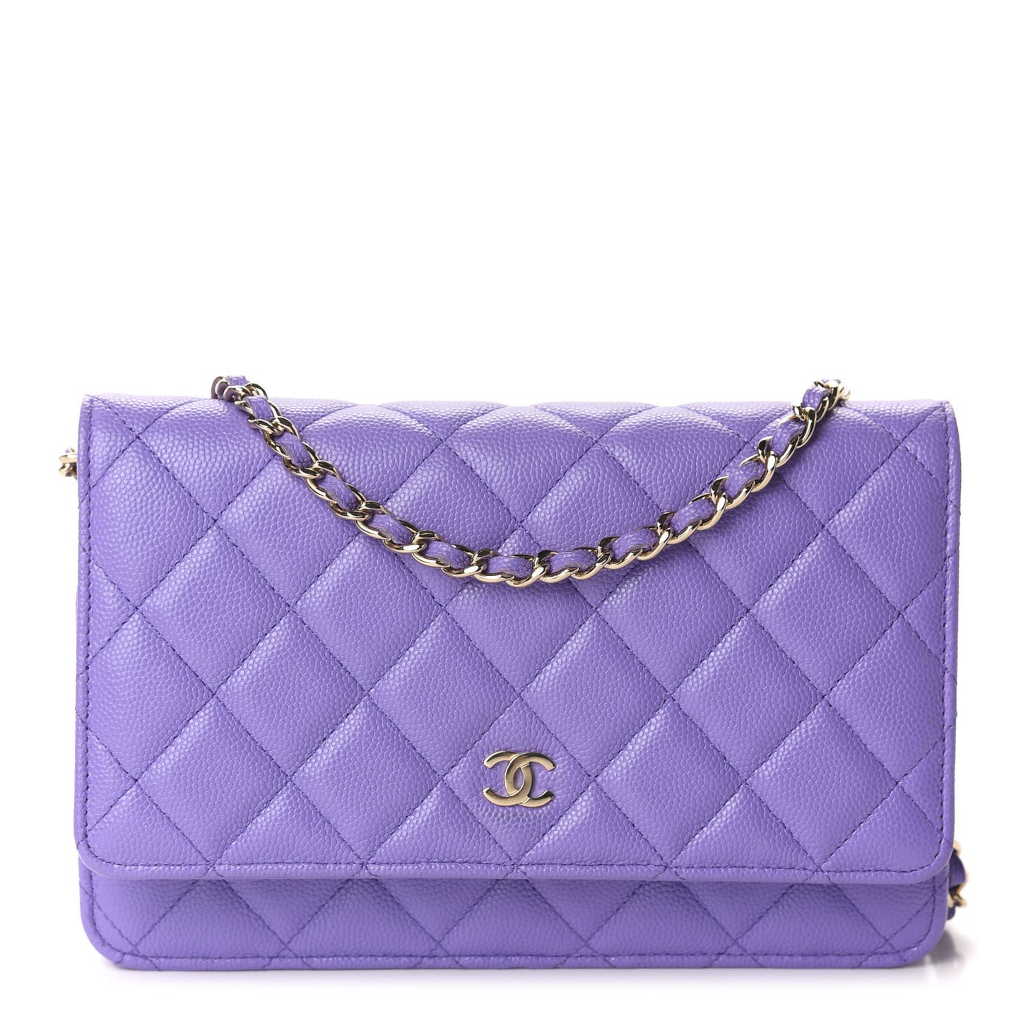 Caviar Quilted Wallet On Chain WOC Purple