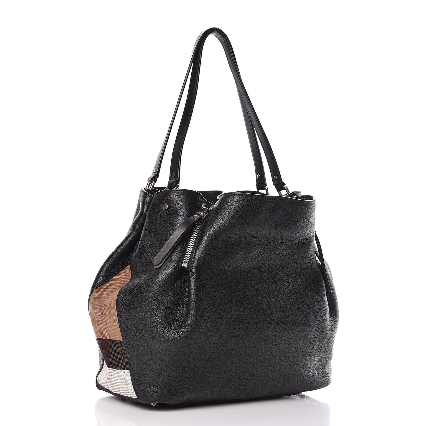 Grainy Calfskin House Check Medium Maidstone Black