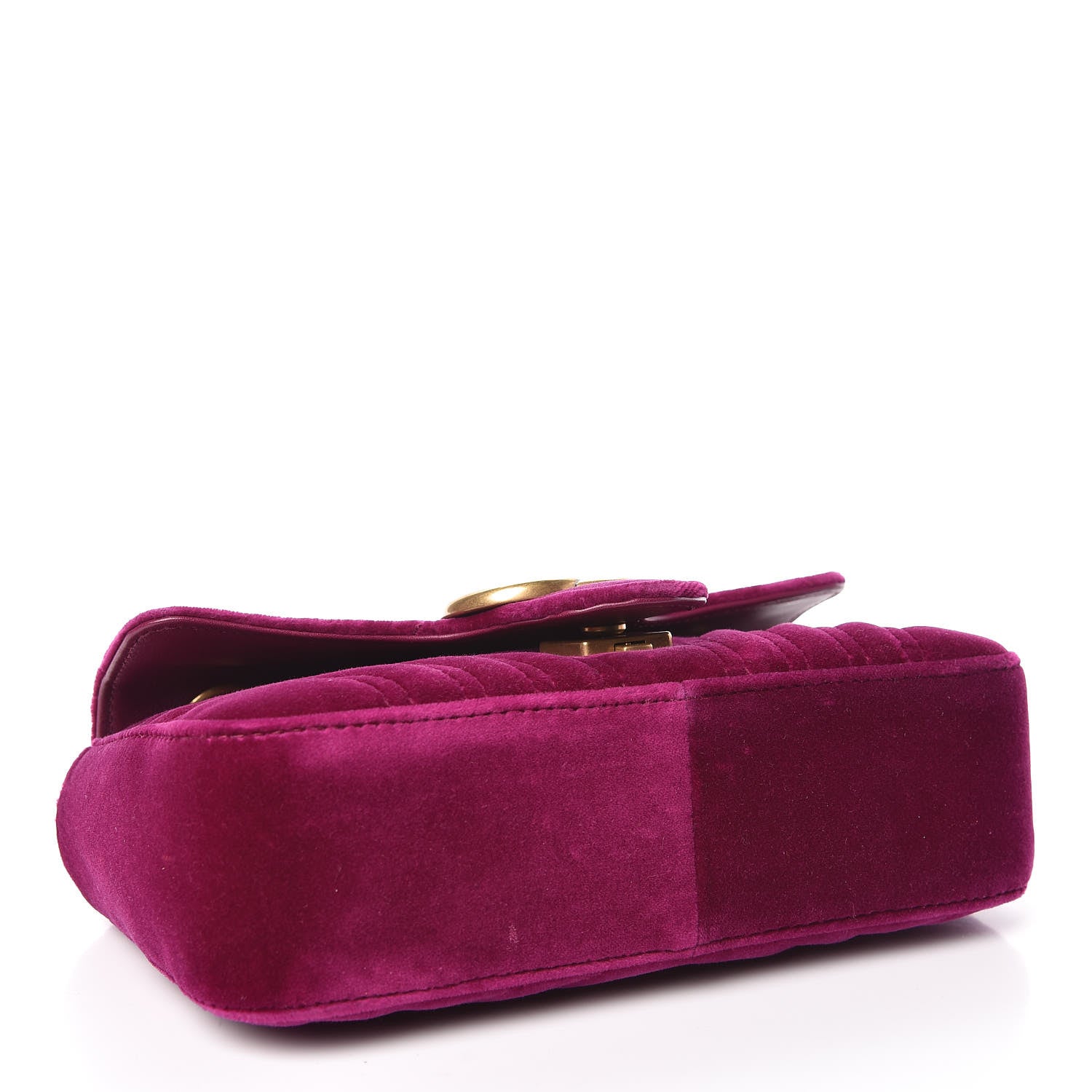 Gucci Velvet Matelasse Mini GG Marmont Shoulder Bag Fuchsia Violet Cyclamen 4 of 11