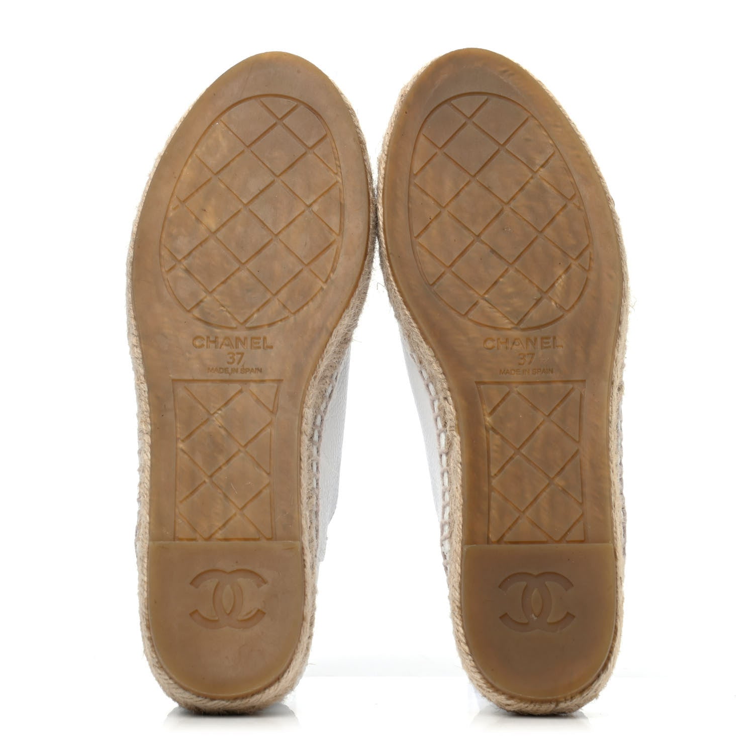 Chanel Grained Calfskin CC Espadrilles 37 White Black 4 of 4