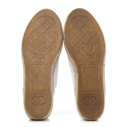 Chanel Grained Calfskin CC Espadrilles 37 White Black 4 of 4