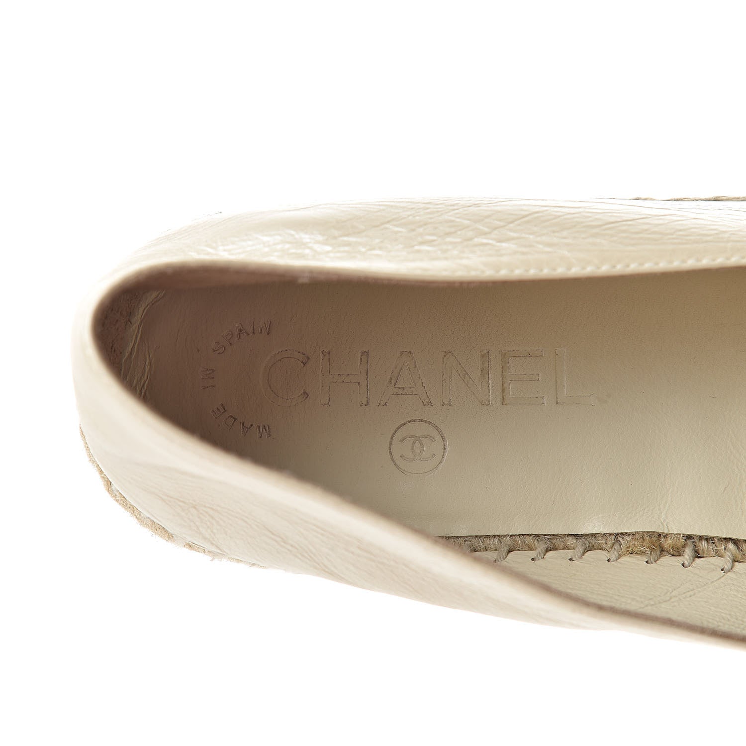 Chanel Metallic Calfskin Grosgrain CC Espadrilles 39 Ivory Black 11 of 13