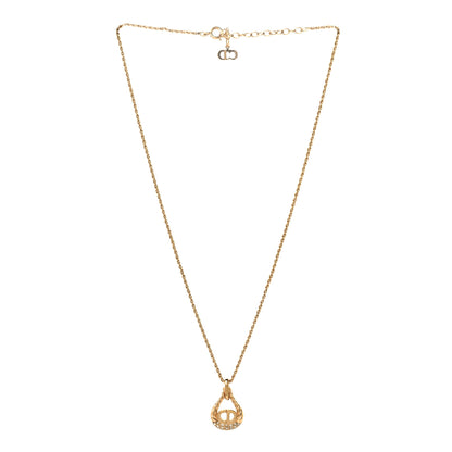 Christian Dior Metal CD Logo Oval Pendant Necklace Gold 3 of 4