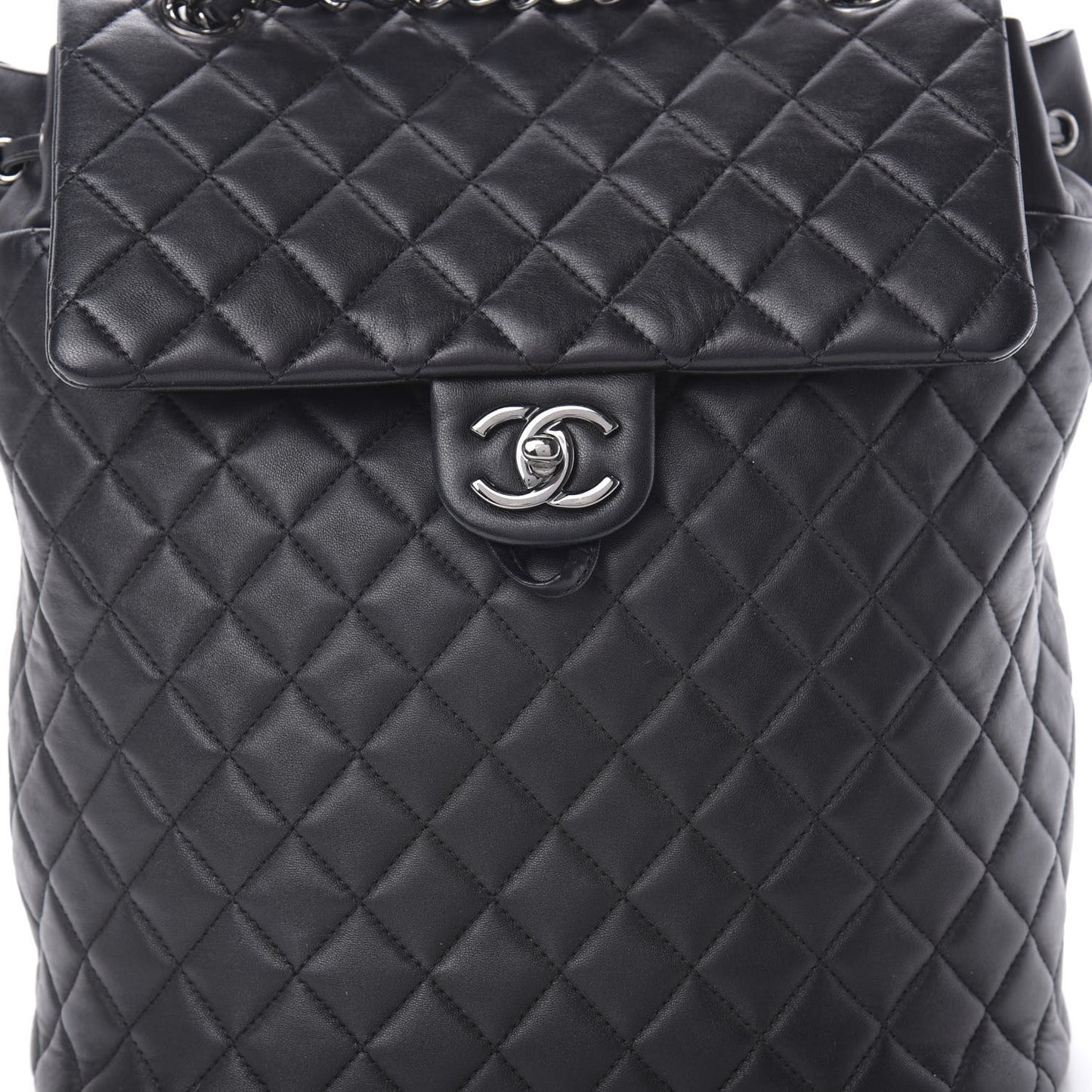 Calfskin Quilted Large Urban Spirit Backpack Black