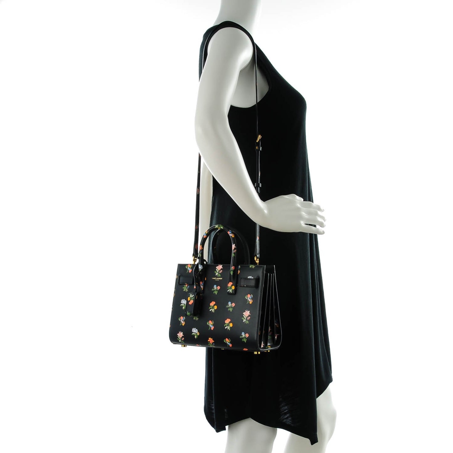 Calfskin Prairie Printed Nano Sac De Jour Black