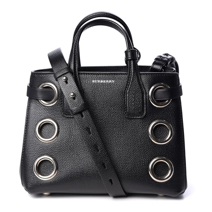 Burberry Grainy Calfskin House Check Grommet Baby Banner Tote Black 1 of 10