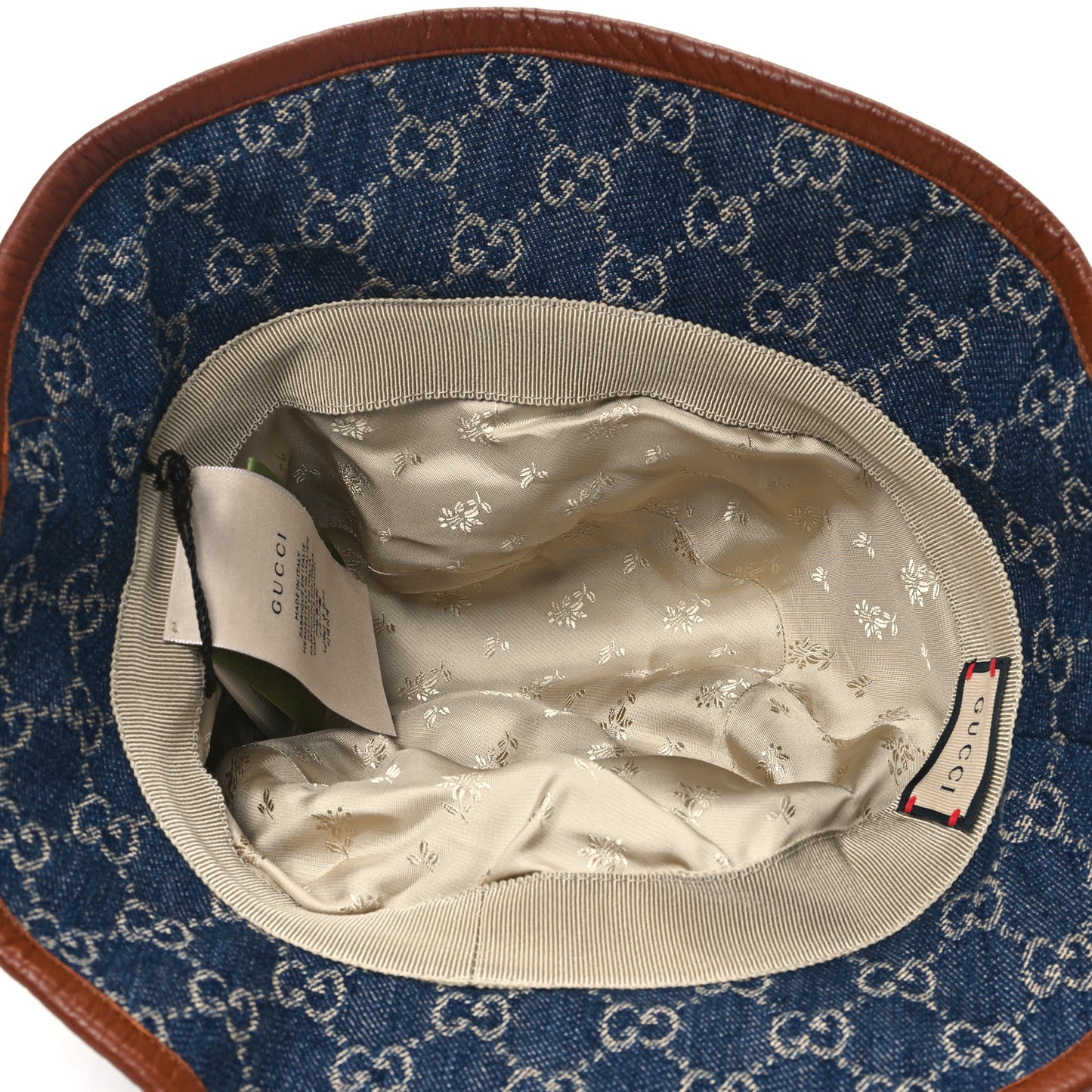 Washed Jacquard Denim Nappa GG Monogram Oscar Bucket Hat L Denim Cuir