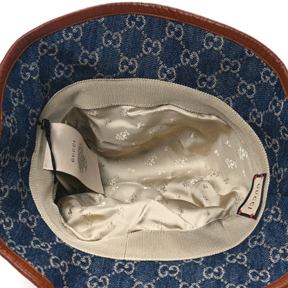 Gucci Washed Jacquard Denim Nappa GG Monogram Oscar Bucket Hat L Denim Cuir 7 of 9
