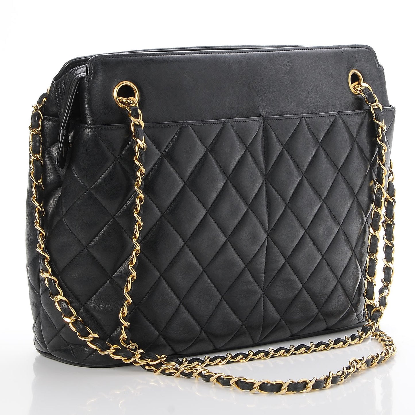 Lambskin Quilted Shoulder Bag Black