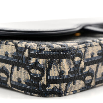 Christian Dior Oblique Smooth Calfskin Medium Saddle Pouch With Chain Blue 9 of 10