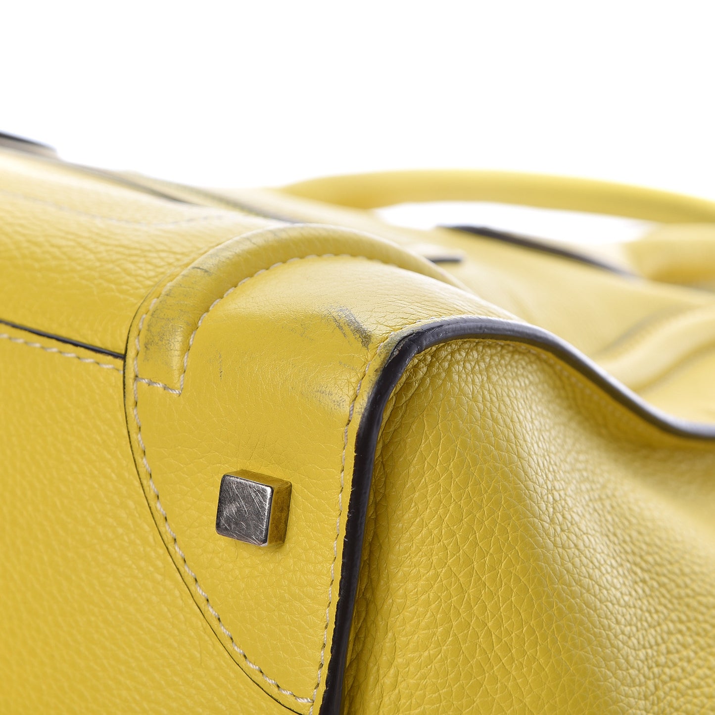 Drummed Calfskin Mini Luggage Citron