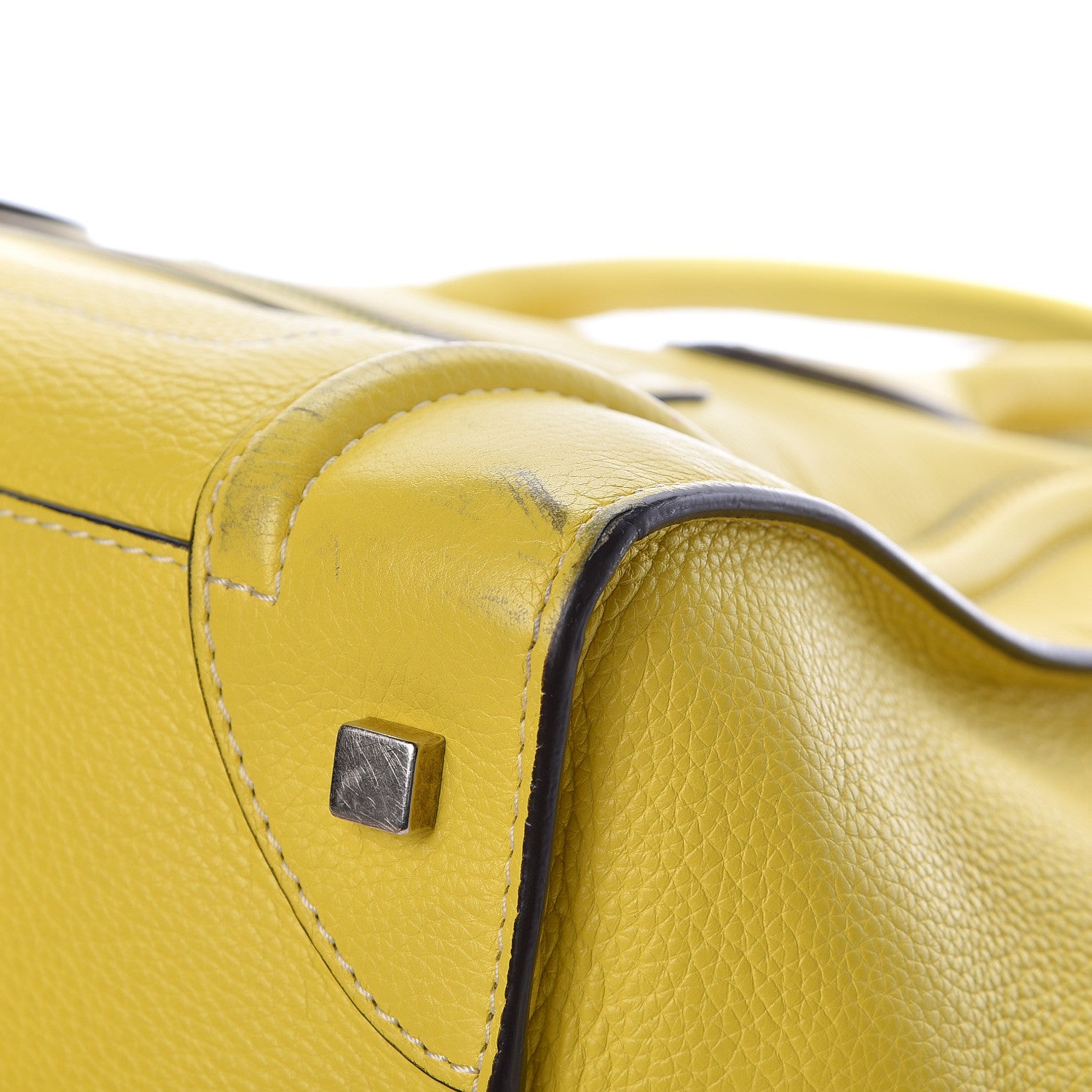 Celine Drummed Calfskin Mini Luggage Citron 15 of 26