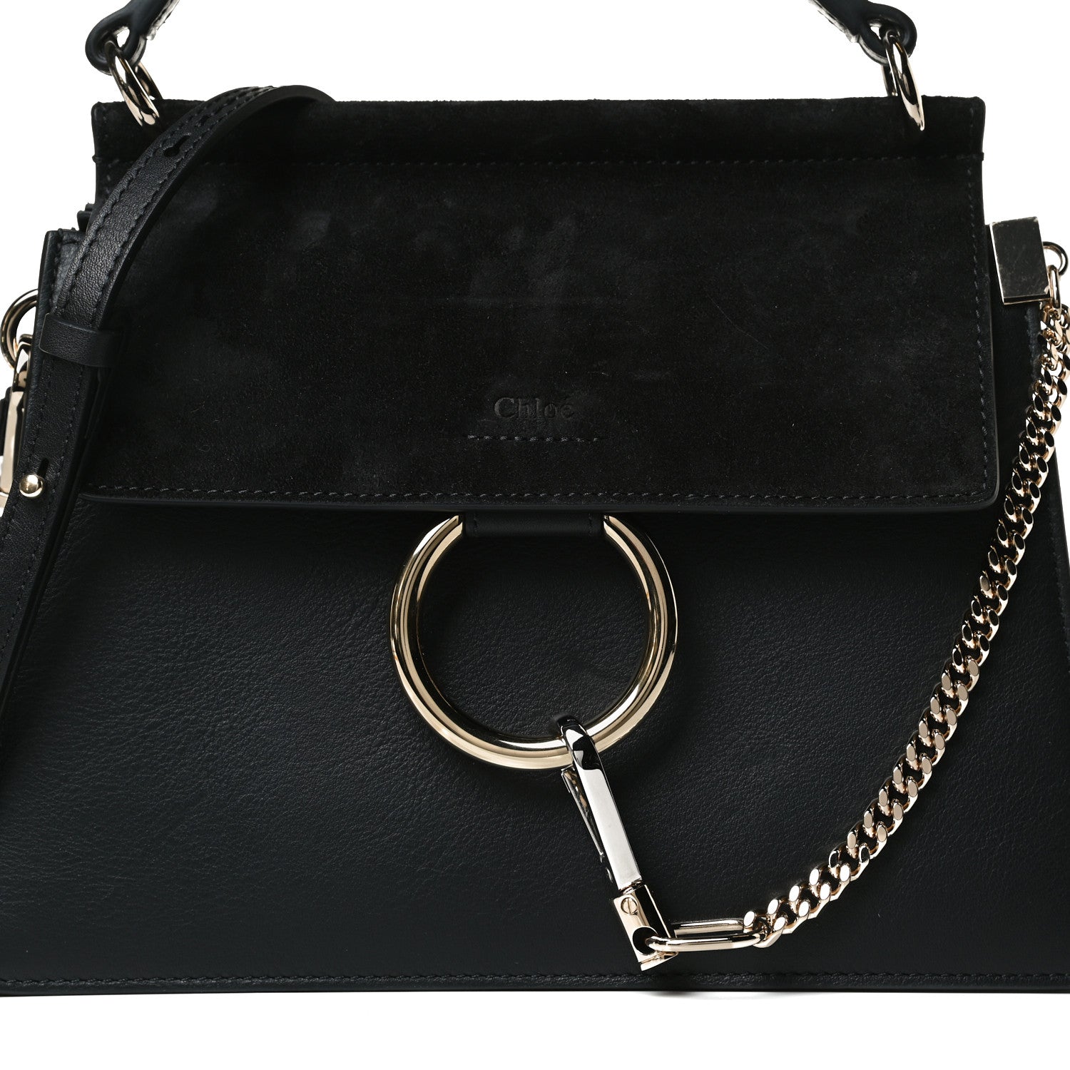 Chloe Suede Calfskin Small Faye Top Handle Bag Black 8 of 16
