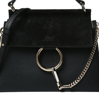 Chloe Suede Calfskin Small Faye Top Handle Bag Black 8 of 16