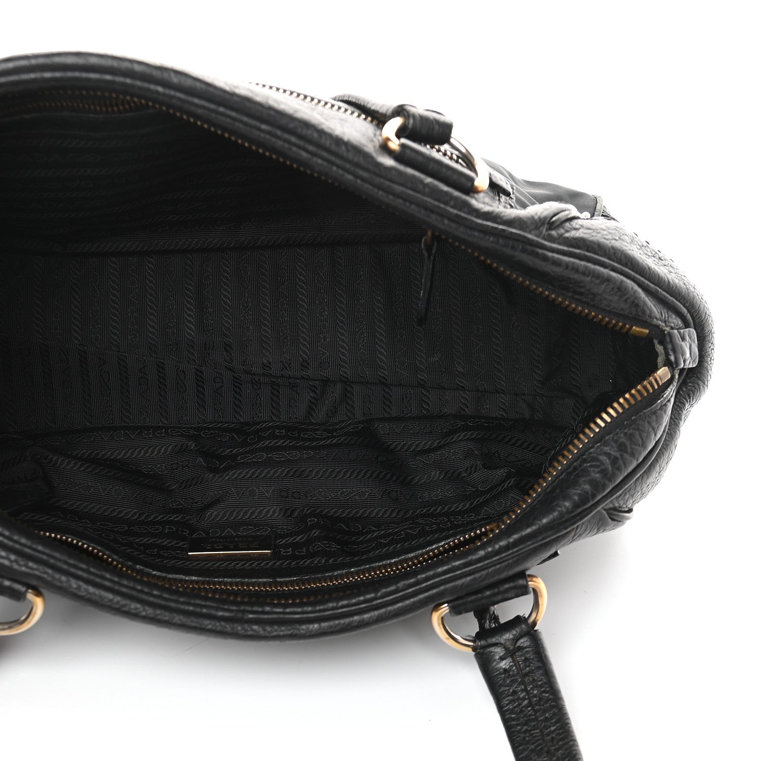 Prada Tessuto Nylon Calfskin Shoulder Bag Black 4 of 7